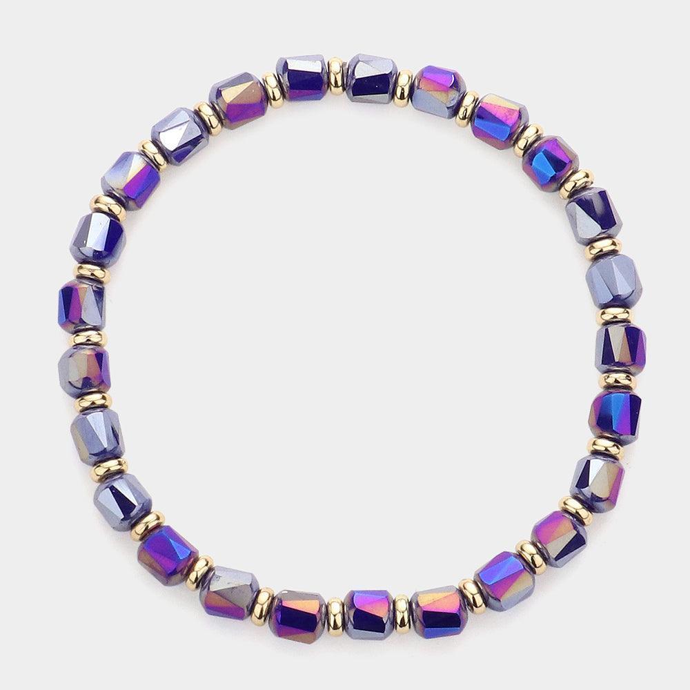 Blue Beaded Stretch Bracelet - Jewelry Store by Erik Rayo