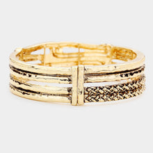 Load image into Gallery viewer, Gold Rhinestone Embellished Antique Metal Rope Stretch Bracelet
