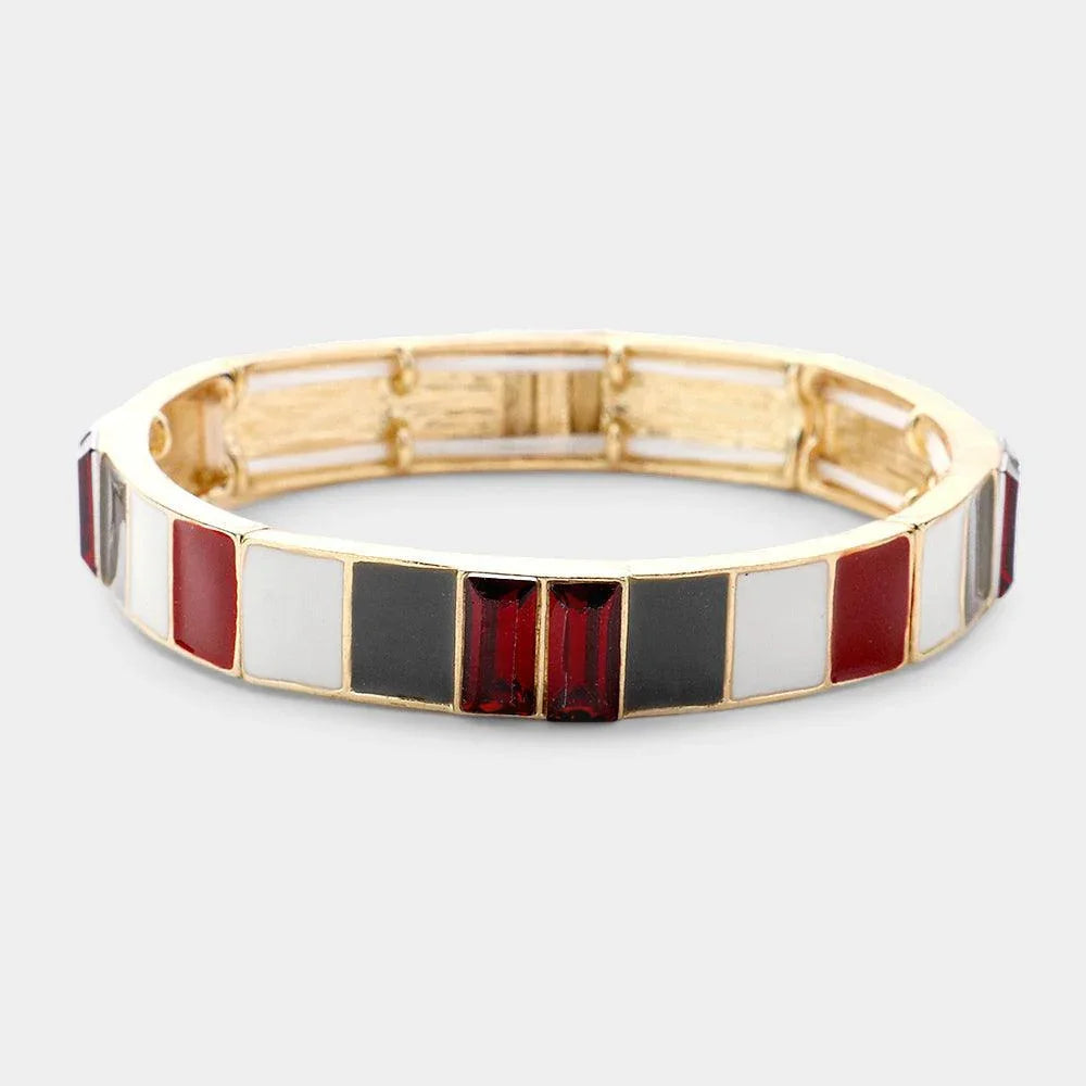 Gold Multi Color Block Stretch Bracelet - Jewelry Store by Erik Rayo