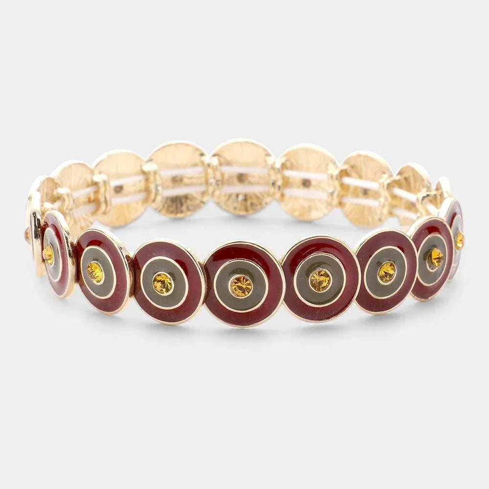 Gold Multi Round Color Block Stretch Bracelet - Jewelry Store by Erik Rayo