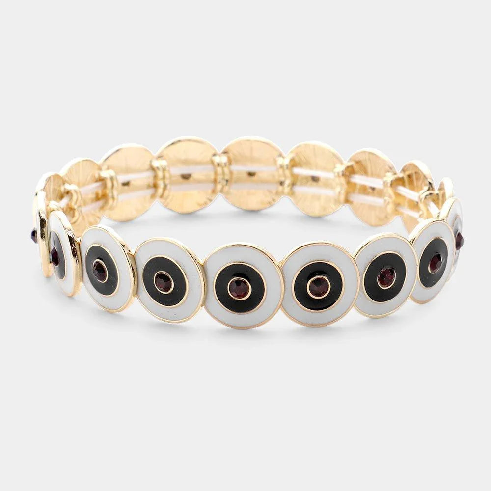 Gray Multi Round Color Block Stretch Bracelet - Jewelry Store by Erik Rayo