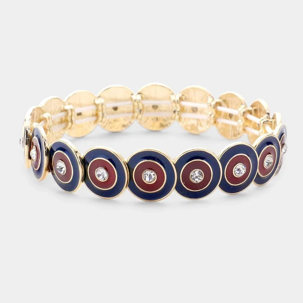 Gold Multi Round Color Block Stretch Bracelet - Jewelry Store by Erik Rayo