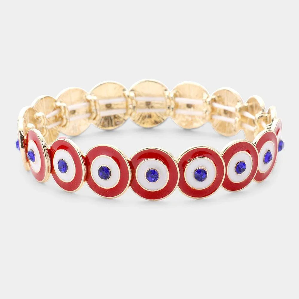 Red Multi Round Color Block Stretch Bracelet - Jewelry Store by Erik Rayo