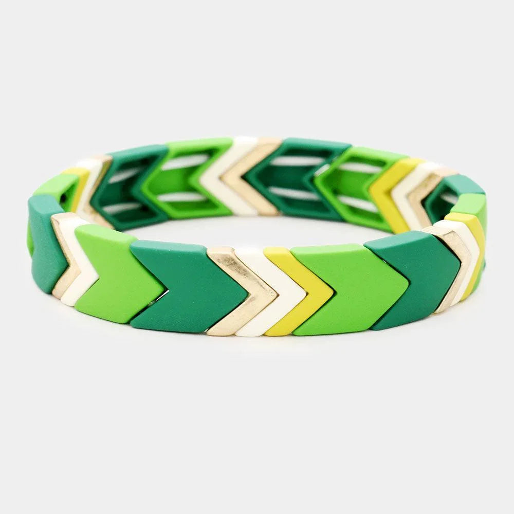 Green Colorful Lego and Metal Stretch Bracelet - Jewelry Store by Erik Rayo