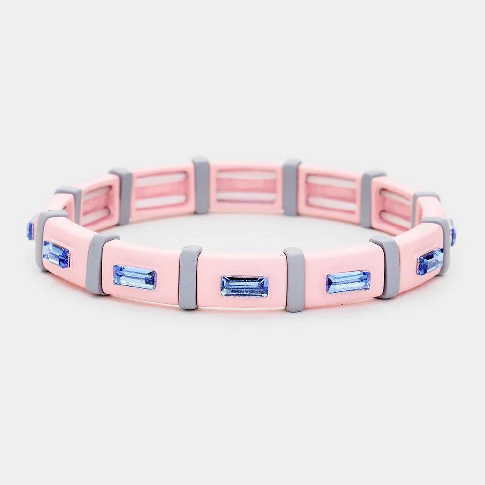 Pink Lego Crystal Stretch Bracelet - Jewelry Store by Erik Rayo