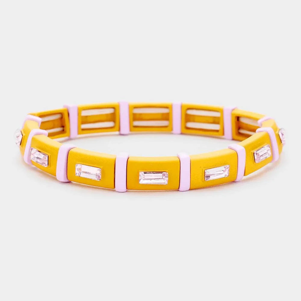 Yellow Lego Crystal Stretch Bracelet - Jewelry Store by Erik Rayo