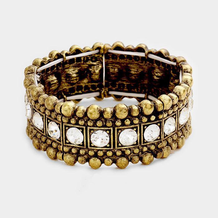 Gold Stone Trim Metal Bubble Detail Stretch Bracelet - Jewelry Store by Erik Rayo