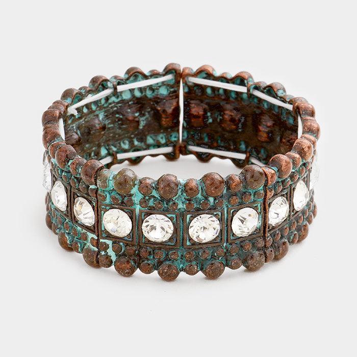 Stone Trim Metal Bubble Detail Stretch Bracelet - Jewelry Store by Erik Rayo