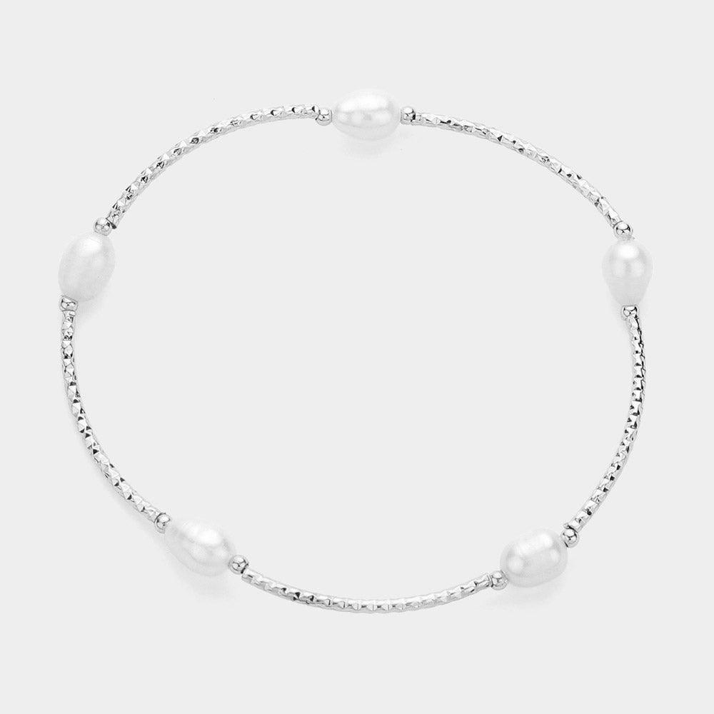 Cream Pearl Pointed Stretch Bracelet - Jewelry Store by Erik Rayo
