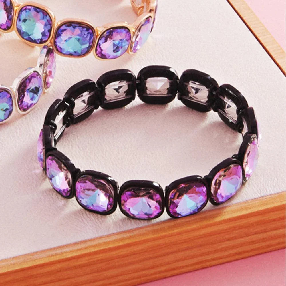 Black Cushion Square Stone Stretch Bracelet - Jewelry Store by Erik Rayo