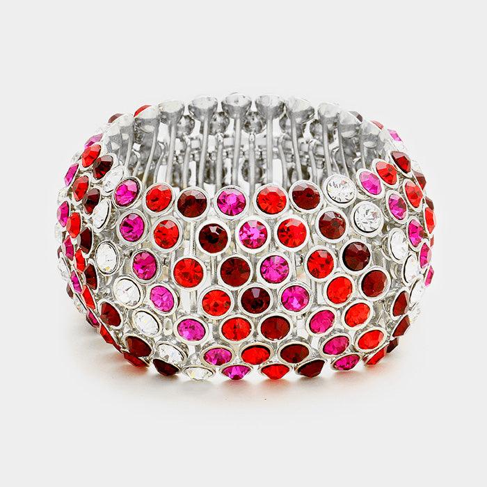 Fuchsia Crystal Bubble Stretch Bangle Bracelet