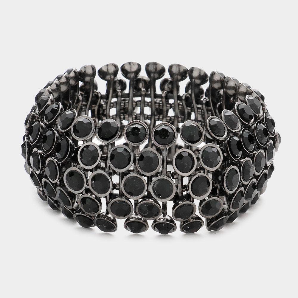 Hematite Crystal Cluster Stretch Bangle Bracelet - Jewelry Store by Erik Rayo