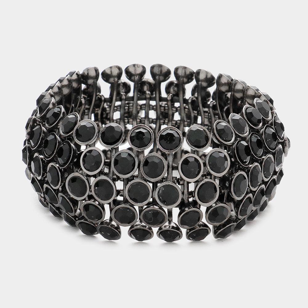 Hematite Crystal Cluster Stretch Bangle Bracelet