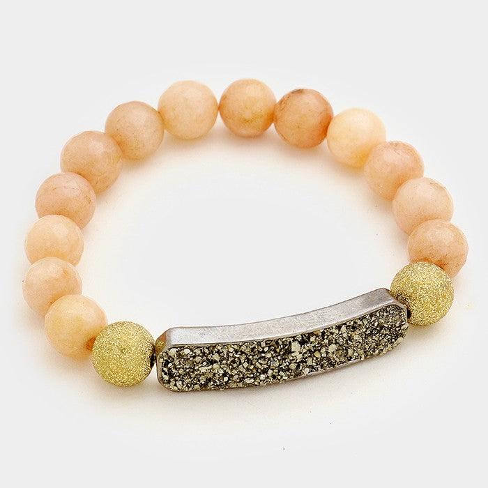 Pink Semi precious druzy bracelet