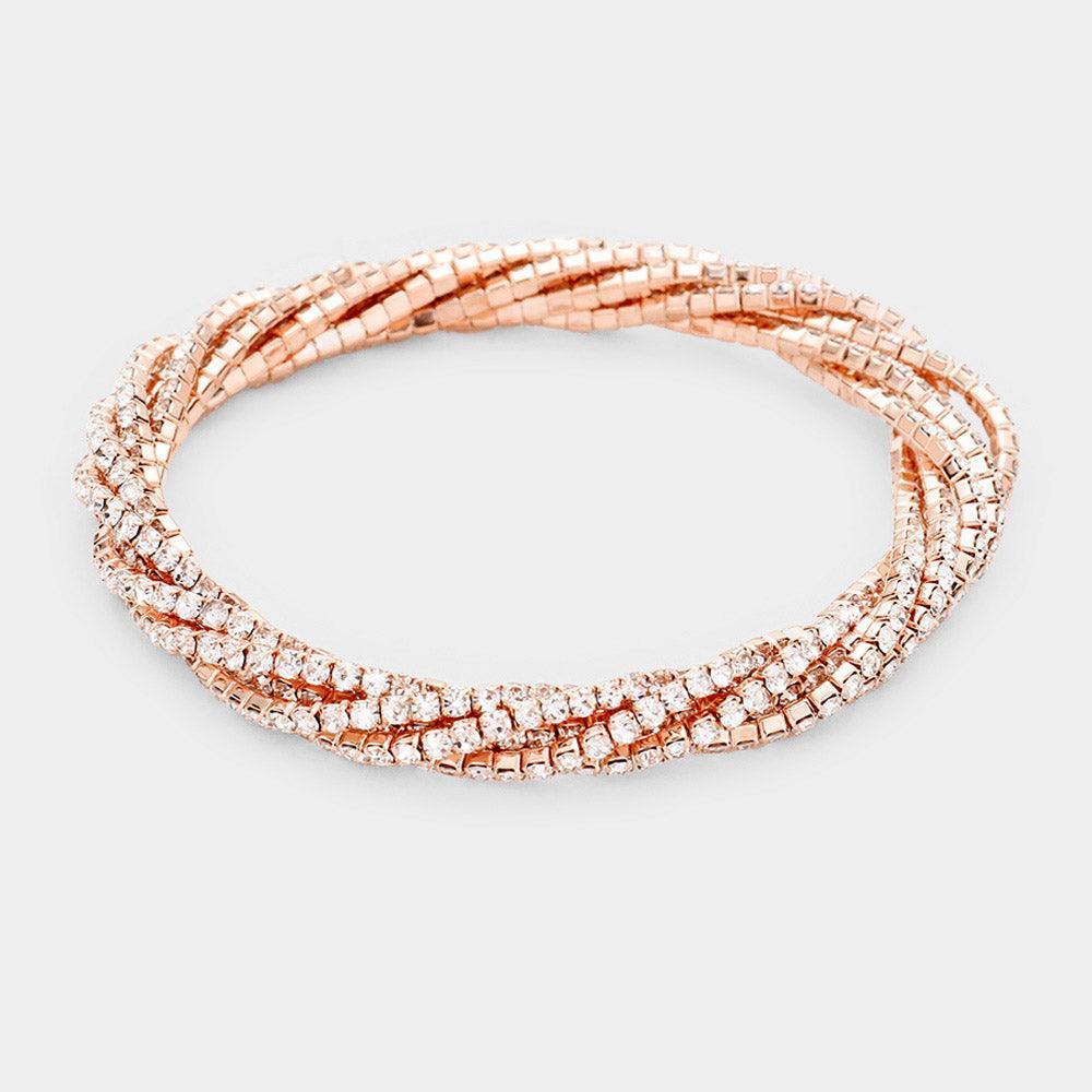Gold Rhinestone Twist Stretch Bracelet - Jewelry Store by Erik Rayo