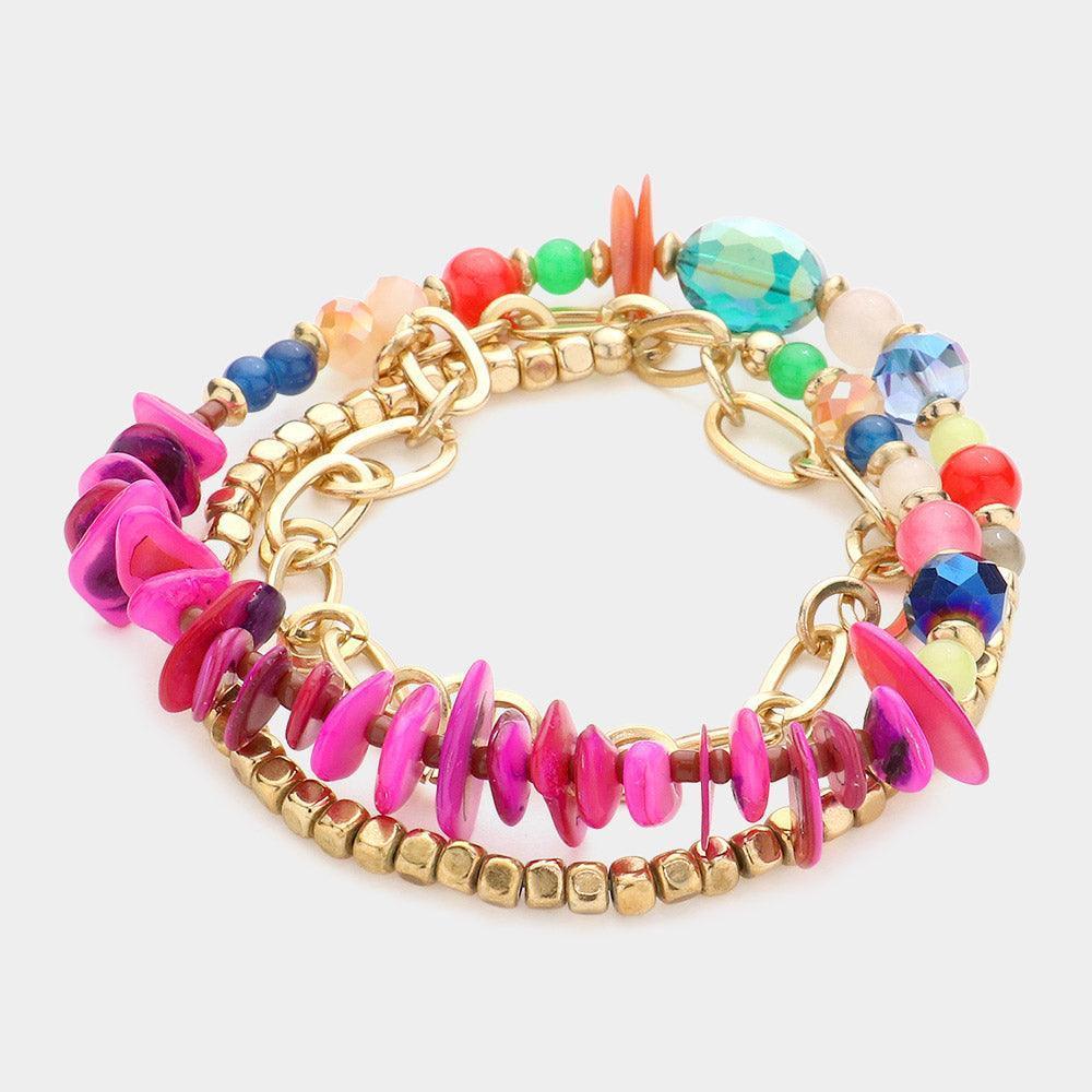 Gold Boho Beaded Stretch Bracelet / Necklace - Jewelry Store by Erik Rayo