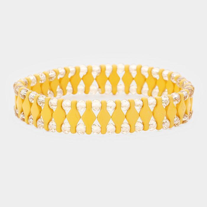 Yellow Faceted Bead Geometric Stretch Bracelet - Jewelry Store by Erik Rayo