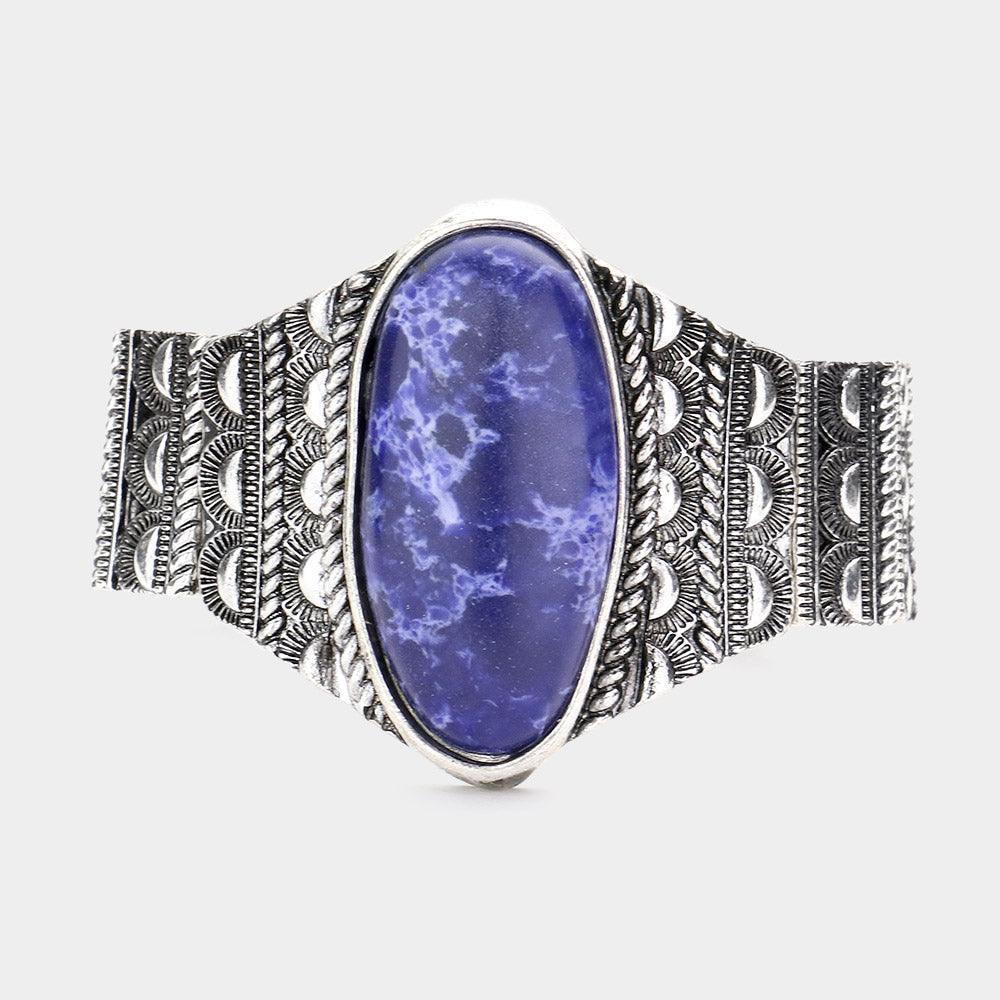 Oval Natural Stone Accented Stretch Bracelet - Jewelry Store by Erik Rayo