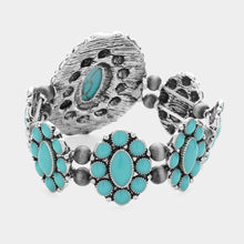 Load image into Gallery viewer, Turquoise Squash Blossom Natural Stone Accented Stretch Bracelet
