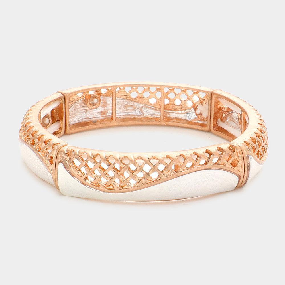 Two Tone Vintage Two Tone Cut Out Metal Stretch Bracelet - Jewelry Store by Erik Rayo