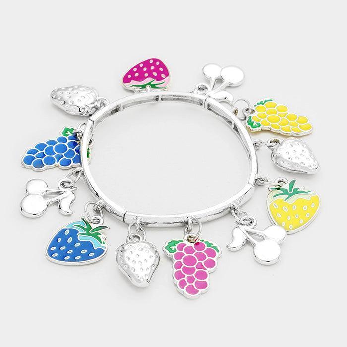 Pink Fruits Stretch Bracelet - Jewelry Store by Erik Rayo