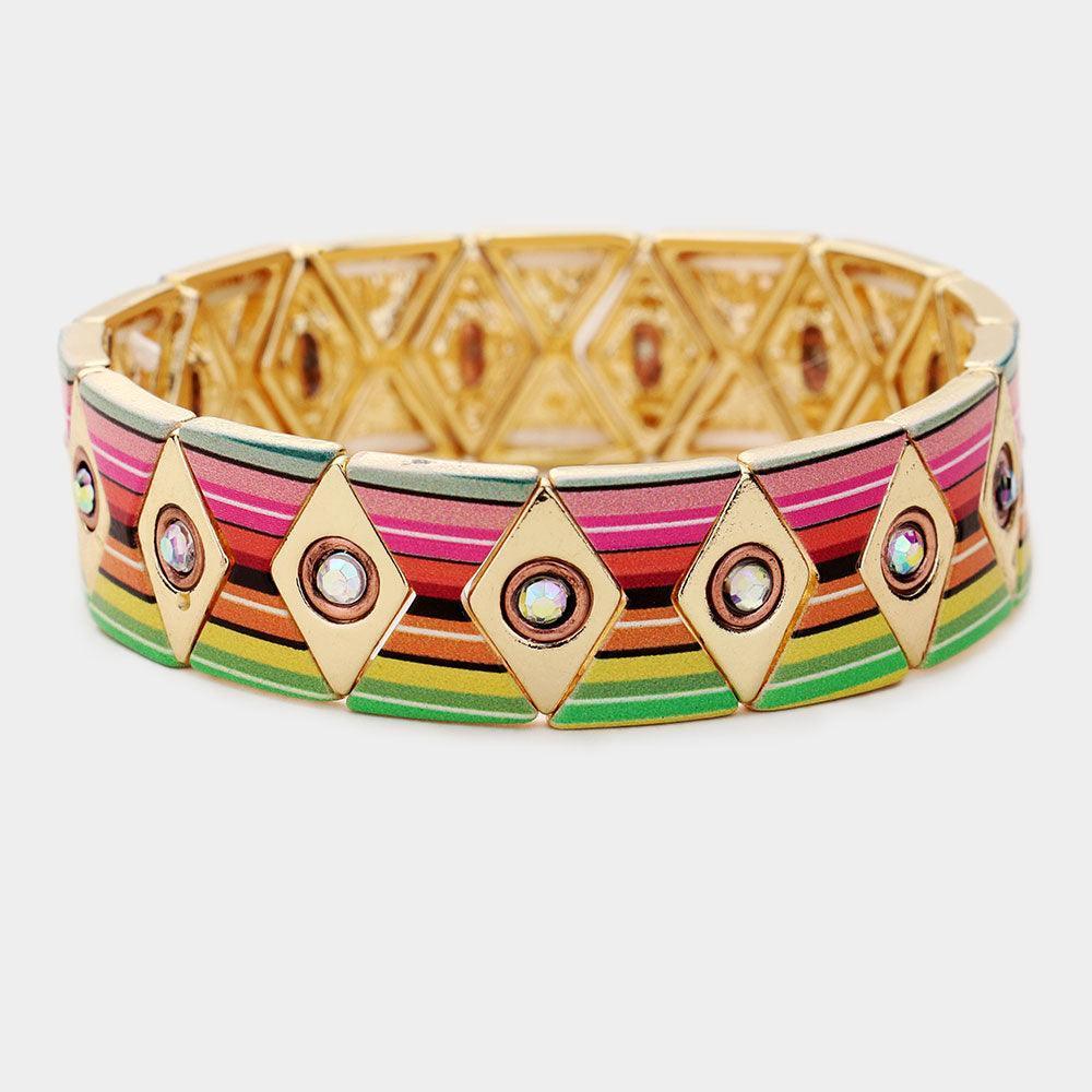 Gold Colorful Western Metal Stretch Bracelet - Jewelry Store by Erik Rayo