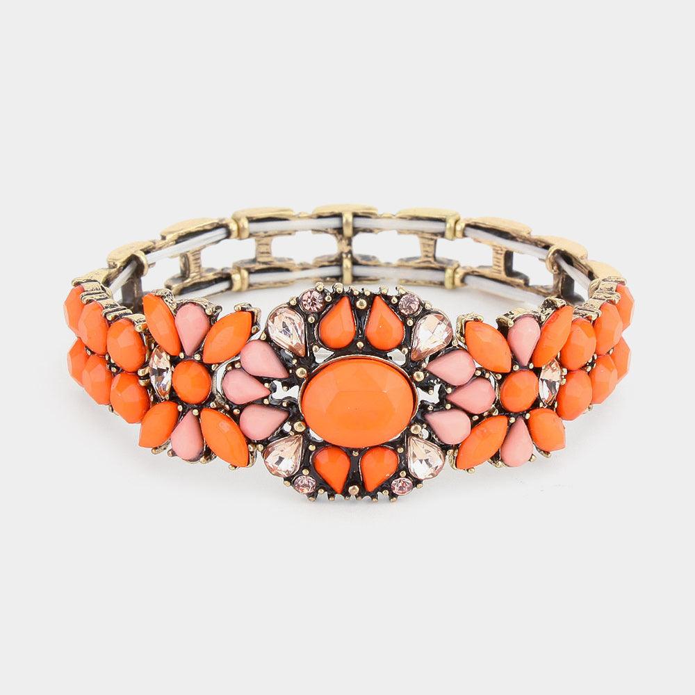 Pink Provincial Flower Stretch Bracelet