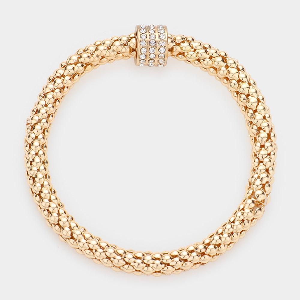 Gold Rhinestone Embellished Ring Pointed Stretch Bracelet - Jewelry Store by Erik Rayo