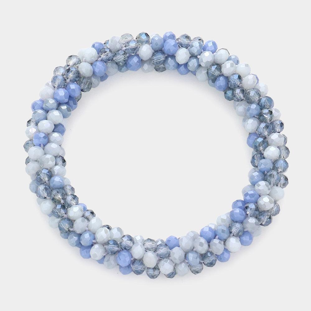 Blue Faceted Beaded Stretch Bracelet - Jewelry Store by Erik Rayo