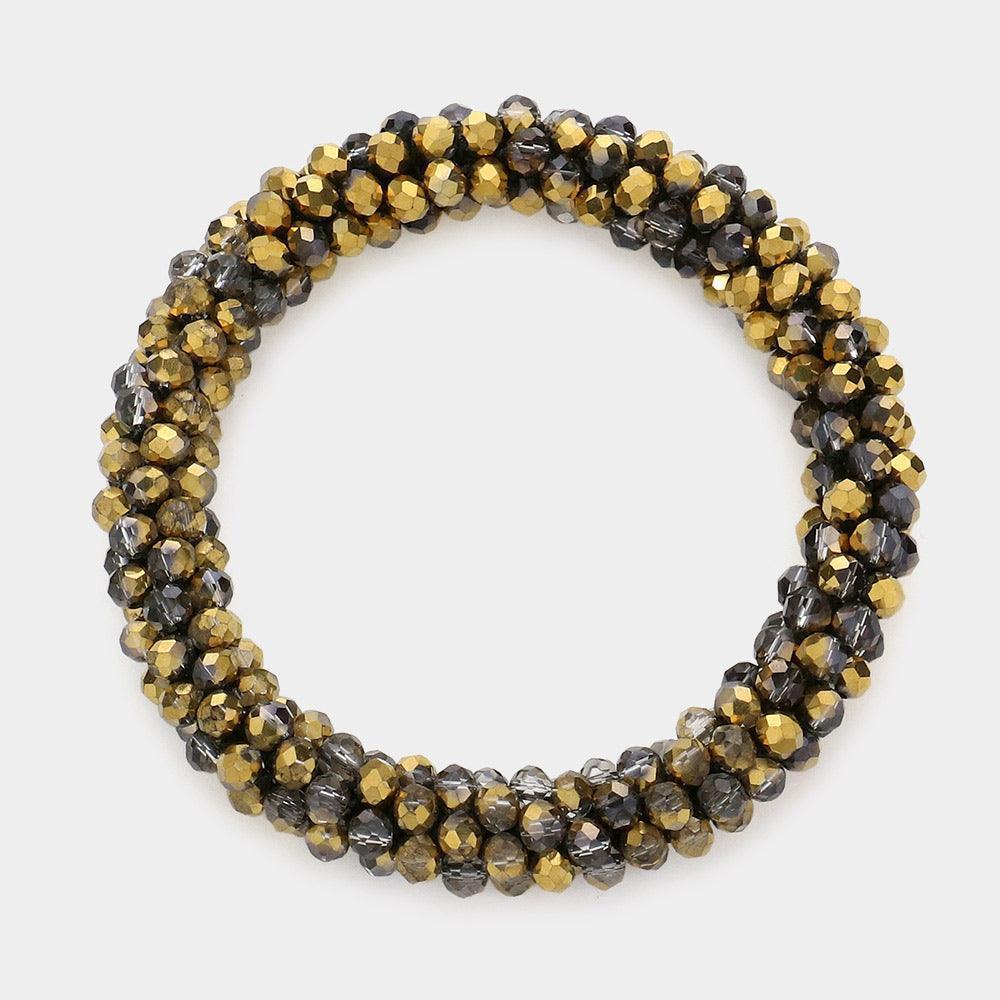 Bronze Faceted Beaded Stretch Bracelet - Jewelry Store by Erik Rayo