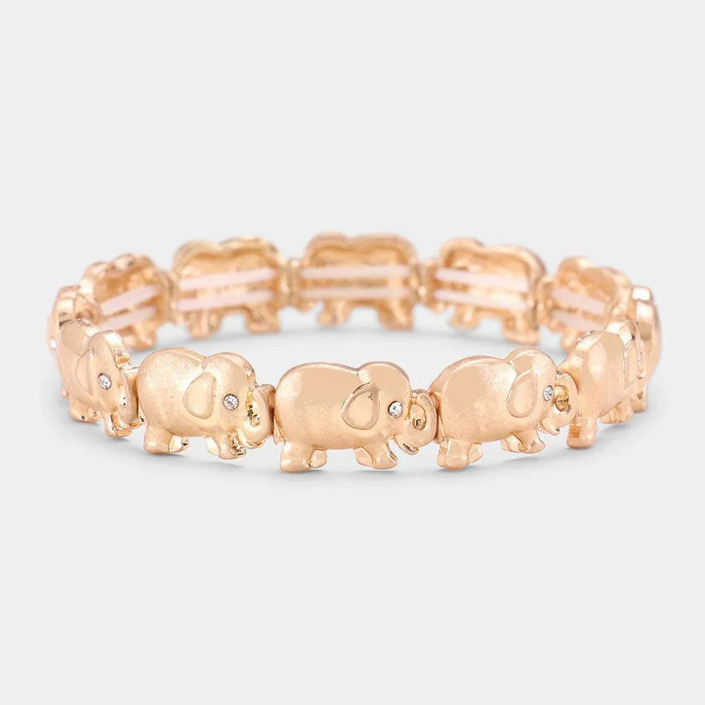 Gold Rhinestone Elephant Stretch Bracelet - Jewelry Store by Erik Rayo