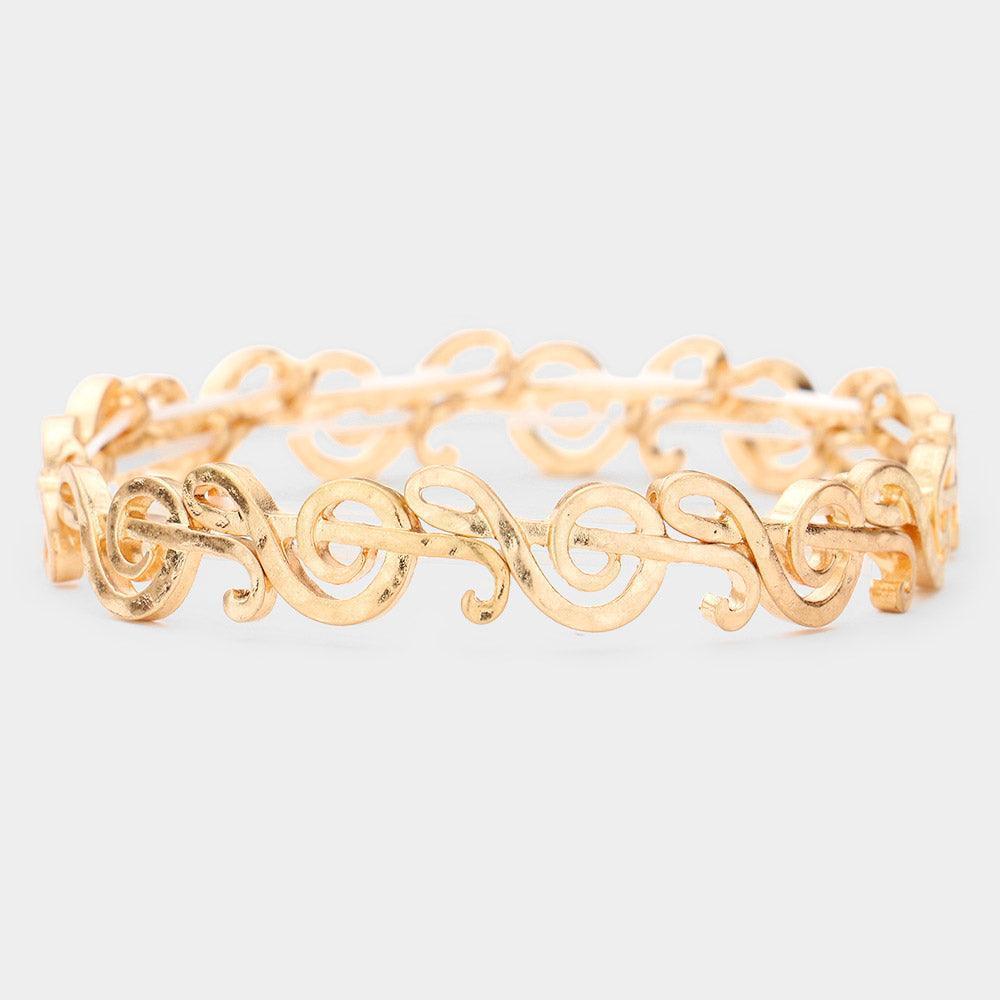 Gold Metal Treble Clef Stretch Bracelet - Jewelry Store by Erik Rayo