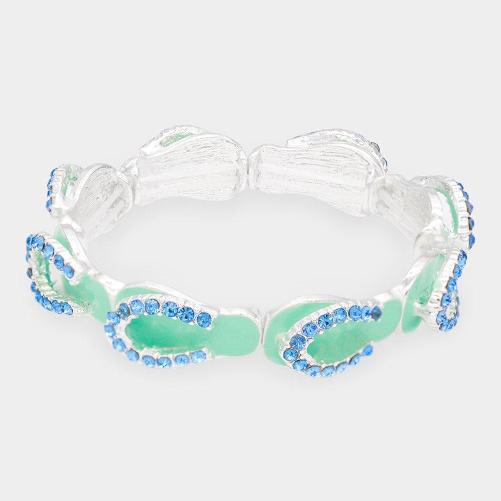 Turquoise Metal Flip Flop Stretch Bracelet - Jewelry Store by Erik Rayo