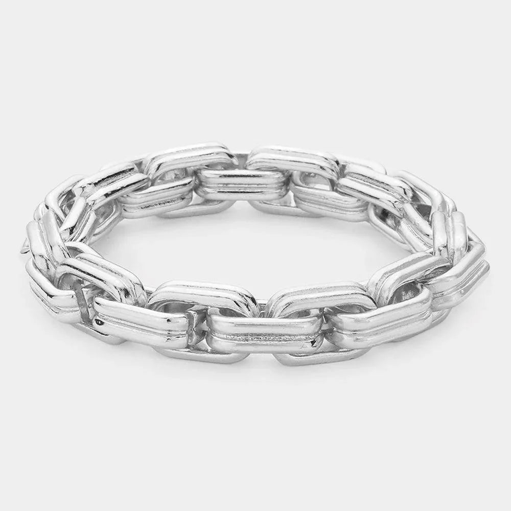 Abstract Metal Link Stretch Bracelet - Jewelry Store by Erik Rayo