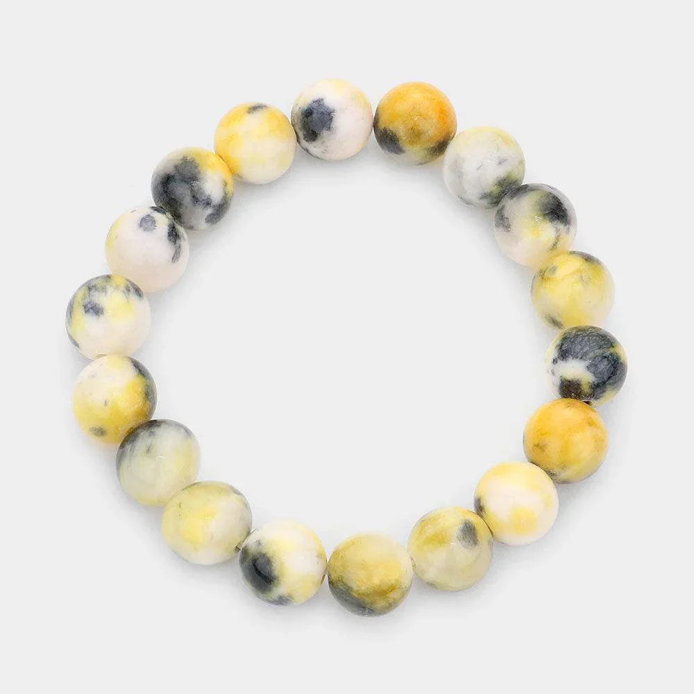 Yellow Natural Stone Beaded Stretch Bracelet - Jewelry Store by Erik Rayo