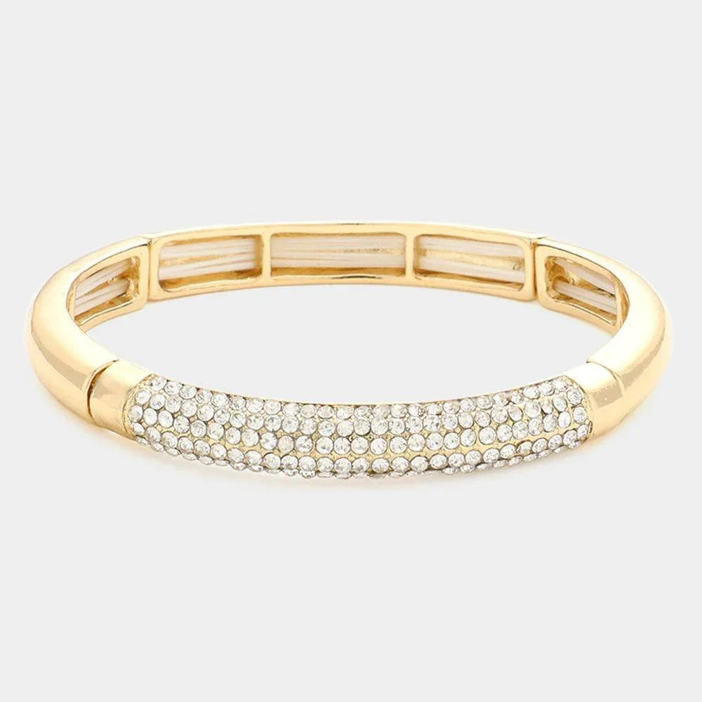 Gold Rhinestone Embellished Stretch Bracelet - Jewelry Store by Erik Rayo