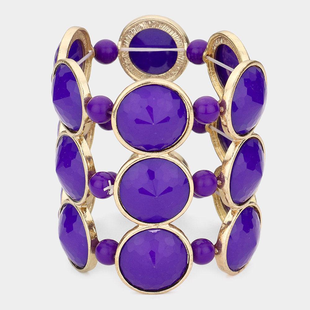 Purple Round Gemstone Stretch Bracelet - Jewelry Store by Erik Rayo