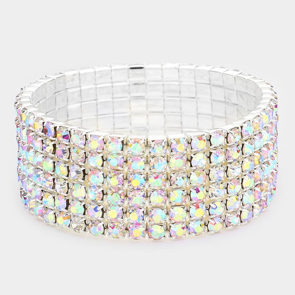 Silver 6Line Rhinestone Stretch Bracelet - Jewelry Store by Erik Rayo
