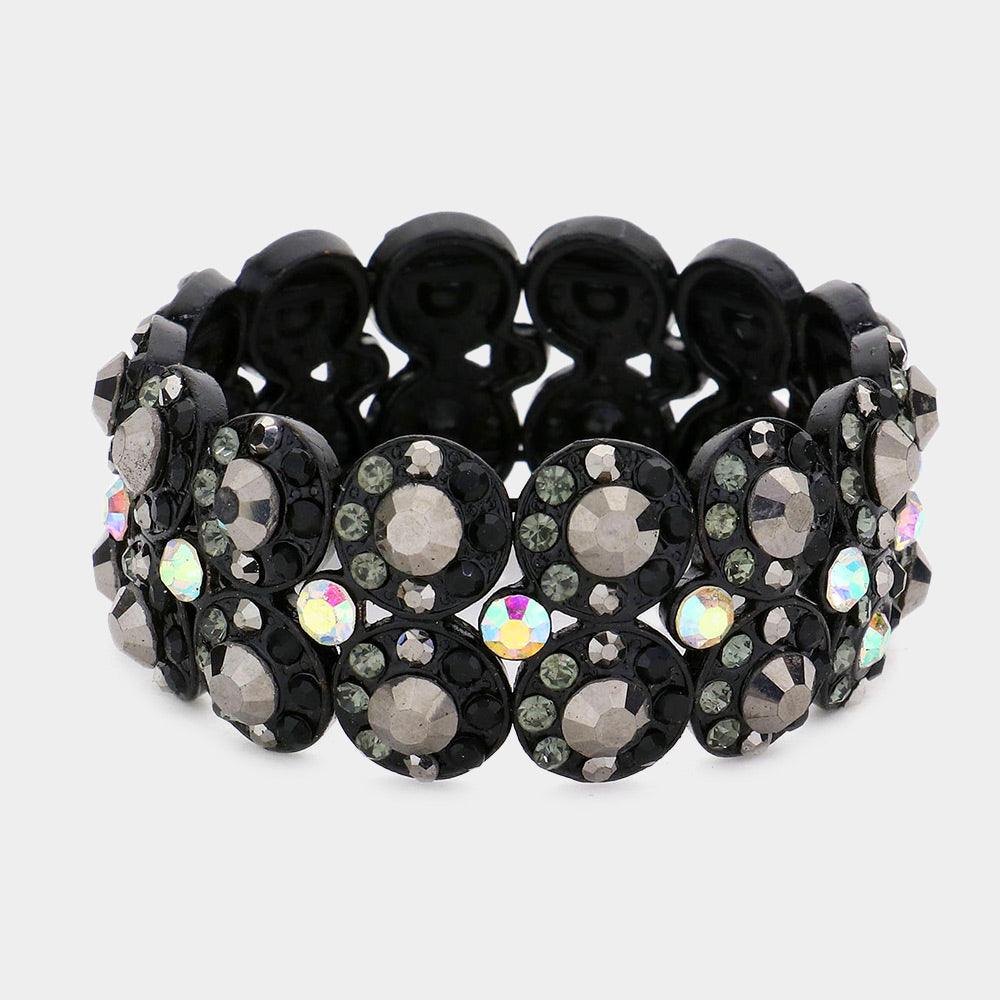 Hematite Crystal Rhinestone Stretch Bracelet