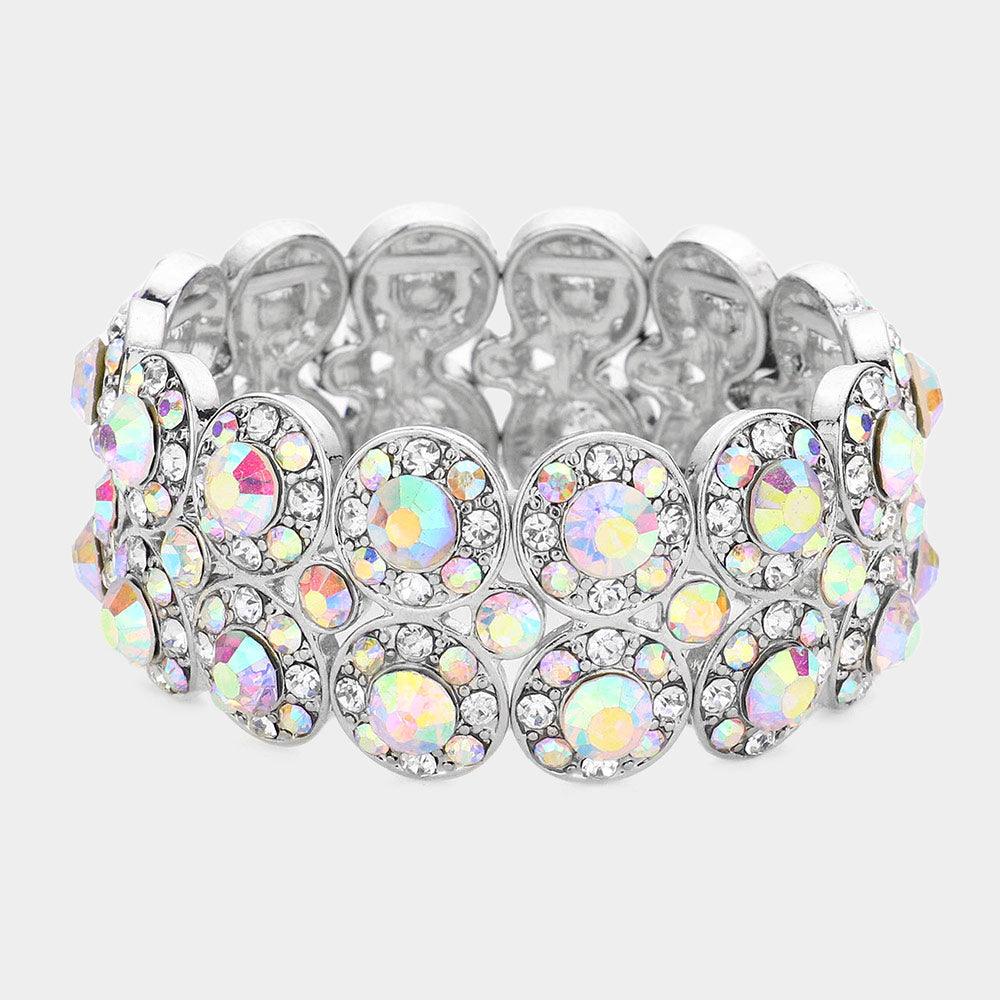 Silver Crystal Rhinestone Stretch Bracelet