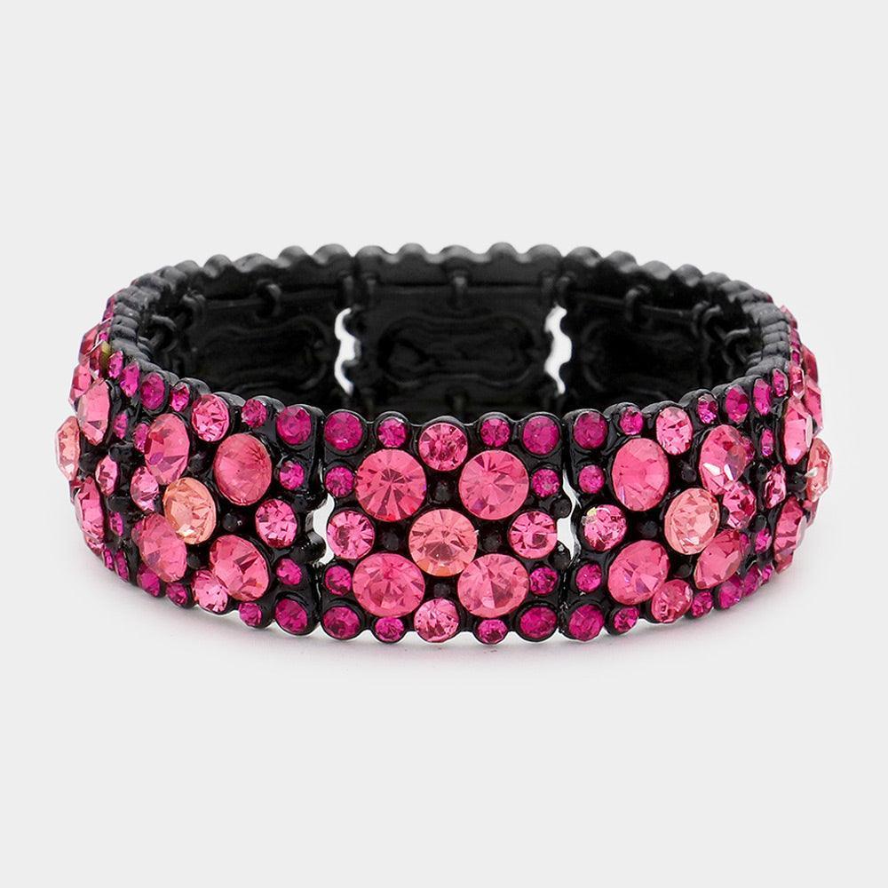 Fuchsia Bubble Rhinestone Stretch Bracelet - Jewelry Store by Erik Rayo