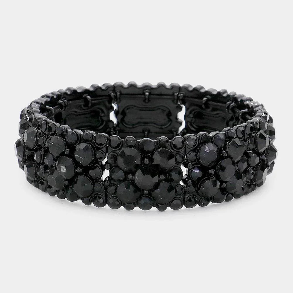 Black Bubble Rhinestone Stretch Bracelet - Jewelry Store by Erik Rayo