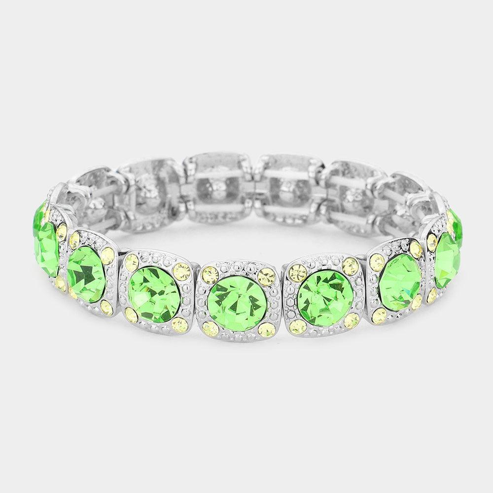Green Crystal Rhinestone Stretch Bracelet - Jewelry Store by Erik Rayo