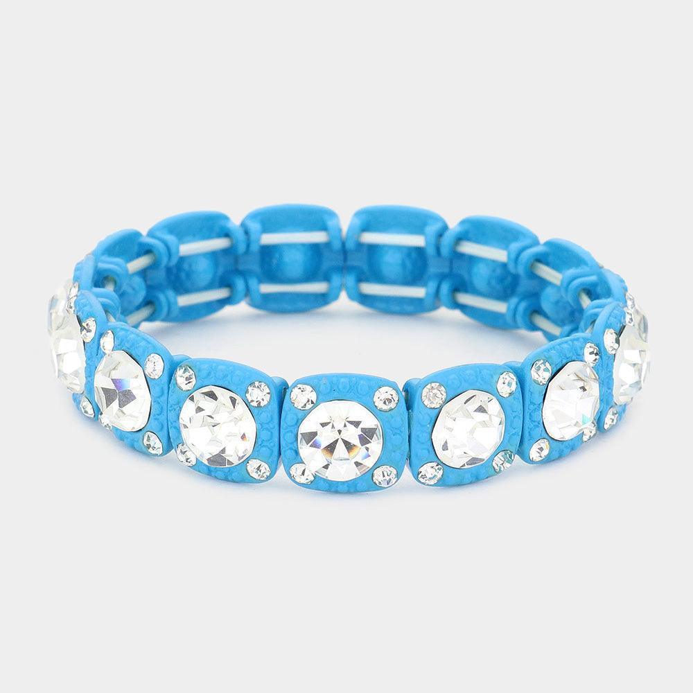 Turquoise Crystal Rhinestone Stretch Bracelet - Jewelry Store by Erik Rayo
