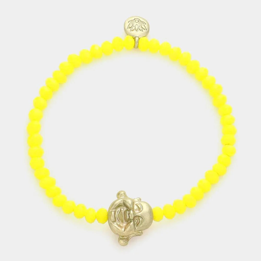 Yellow Happy Buddha beaded stretch bracelet - Jewelry Store by Erik Rayo