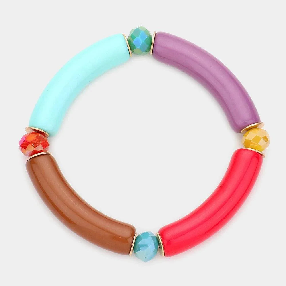 Faceted Bead Pointed Resin Stretch Bracelet - Jewelry Store by Erik Rayo