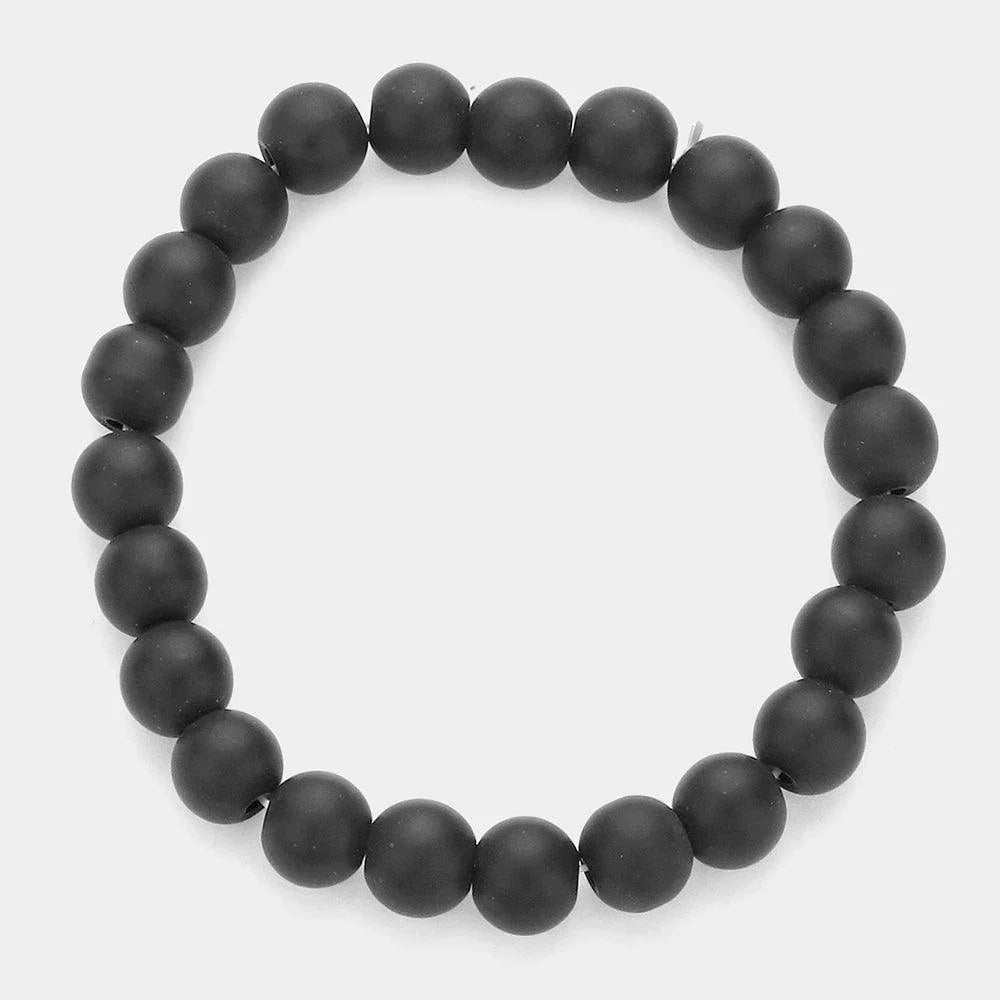 Black Natural Stone Stretch Bracelet - Jewelry Store by Erik Rayo