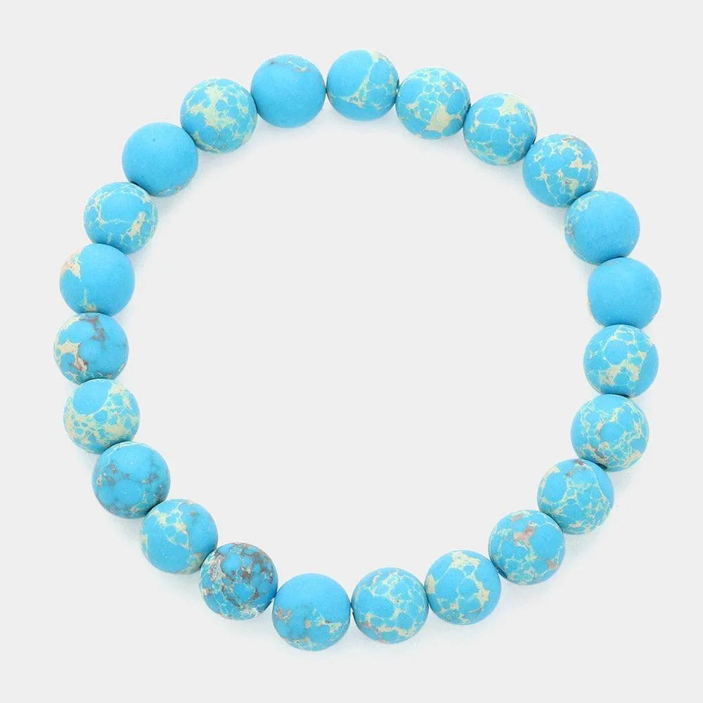 Blue Natural Stone Stretch Bracelet - Jewelry Store by Erik Rayo