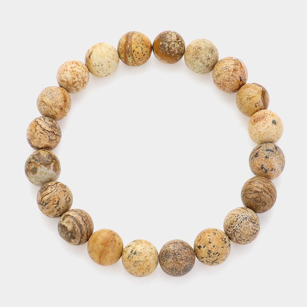 Brown Natural Stone Beaded Stretch Bracelet - Jewelry Store by Erik Rayo