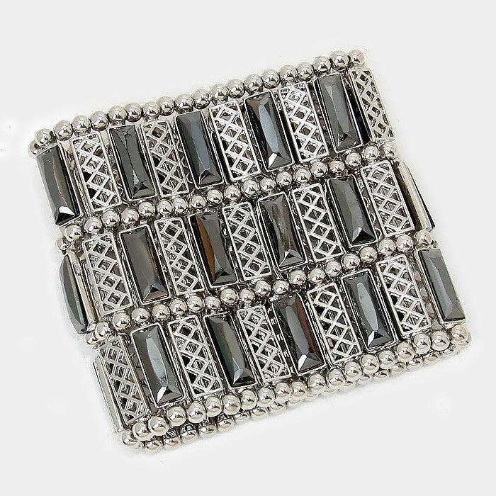 Rectangle crystal & metal stretch bracelet - Jewelry Store by Erik Rayo